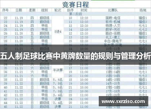 五人制足球比赛中黄牌数量的规则与管理分析